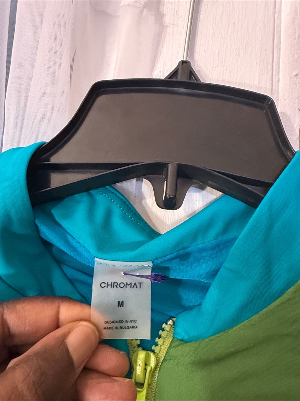 Chromat Colorblock Cropped Rash Guard Swim Top Women’s Medium Zip Front - Picture 4 of 6